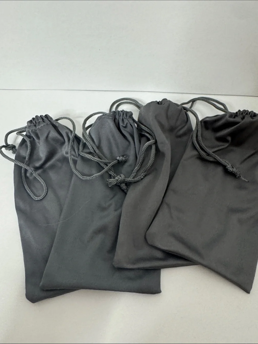 Lot of 4 LOFT Sunglasses Microfiber Pouches - Gray Drawstring Soft Bags